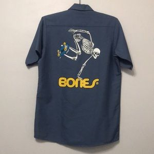 Powell Peralta Skate Skeleton Button Up Work Shirt